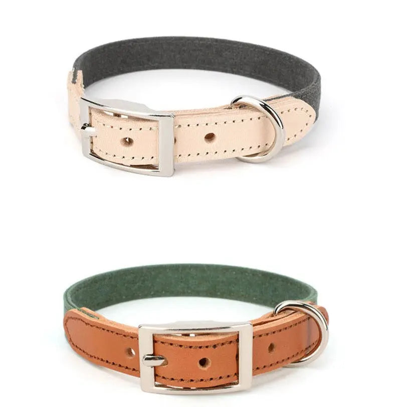 Custom Dog Leather Collar - Two Colored Design by GROOMY