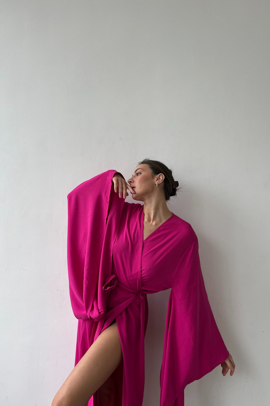 Breeze Fuchsia Kimono Robe by Angie's Showroom