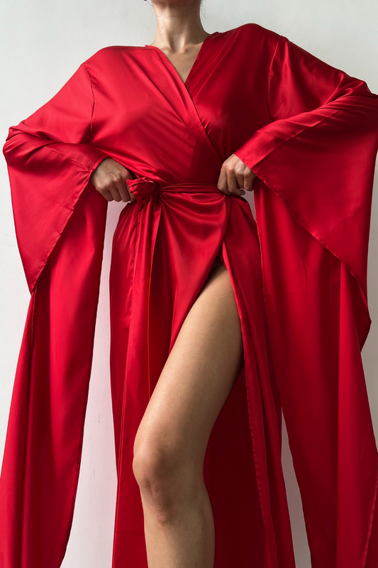 Flames Red Kimono Robe by Angie's Showroom