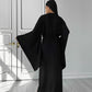 Kimono Viscose Long Robe in Black with pockets and headband by Angie's Showroom