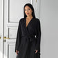 Kimono Viscose Long Robe in Black with pockets and headband by Angie's Showroom