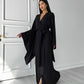 Kimono Viscose Long Robe in Black with pockets and headband by Angie's Showroom