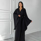 Kimono Viscose Long Robe in Black with pockets and headband by Angie's Showroom