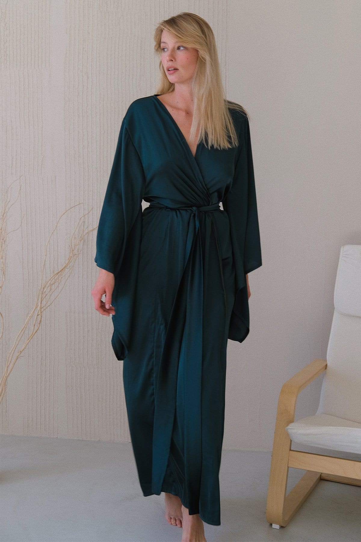 Kimono Sleeves Long Robe by Angie's Showroom