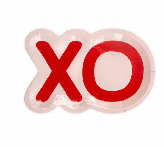 XOXO Valentine Red Printed Plate by Sprinkles & Confetti | Party Boxes & Party Supplies