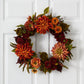 22” Dahlia & Mum Wreath - Autumn Beauty by Nearly Natural