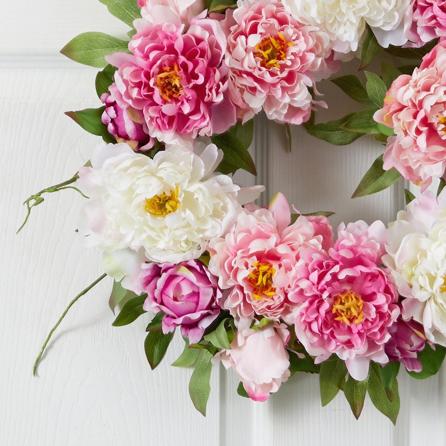 22" Peony Wreath" by Nearly Natural