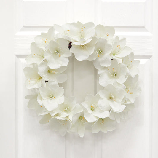 24” Amaryllis Artificial Wreath by Nearly Natural