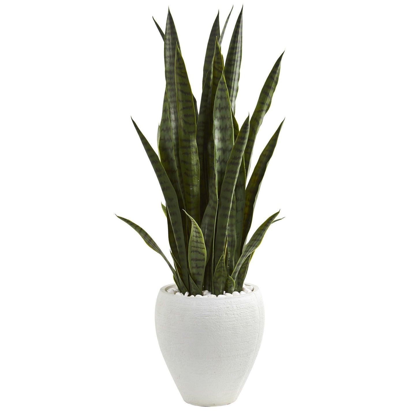 3.5’ Sansevieria Artificial Plant in White Planter by Nearly Natural