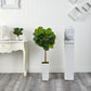 4’ Fiddle Leaf Artificial Tree in White Tower Planter by Nearly Natural