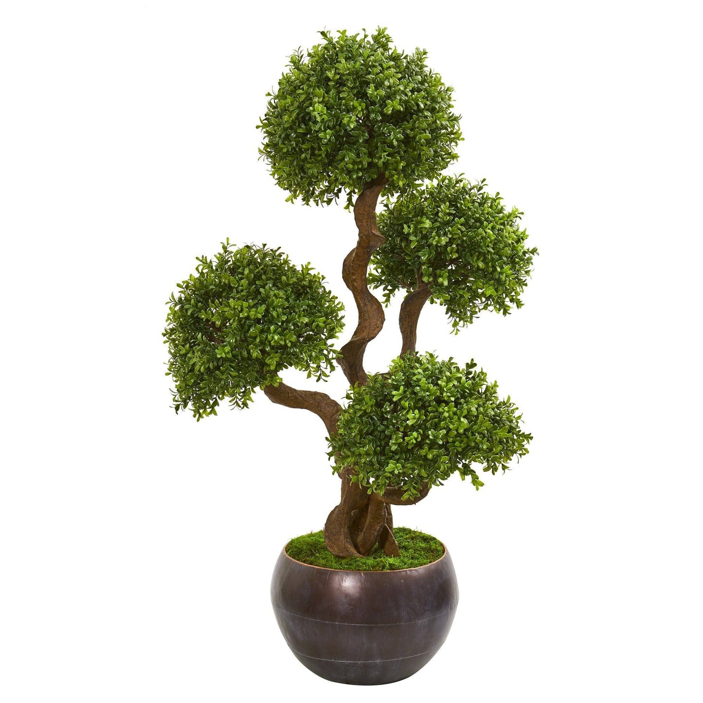44” Four Ball Boxwood Artificial Topiary Tree in Planter by Nearly Natural
