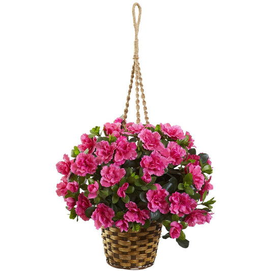 Azalea Hanging Basket by Nearly Natural