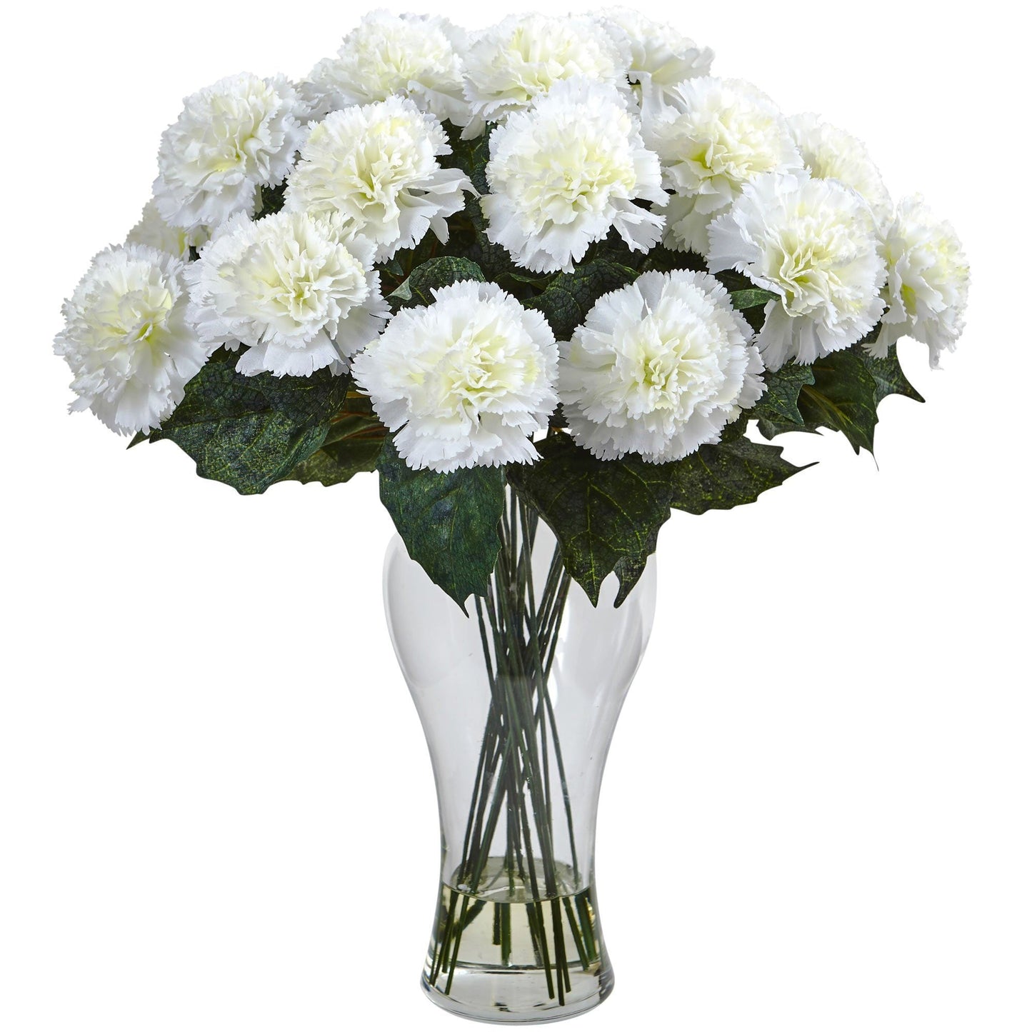 Blooming Carnation Arrangement w/Vase by Nearly Natural