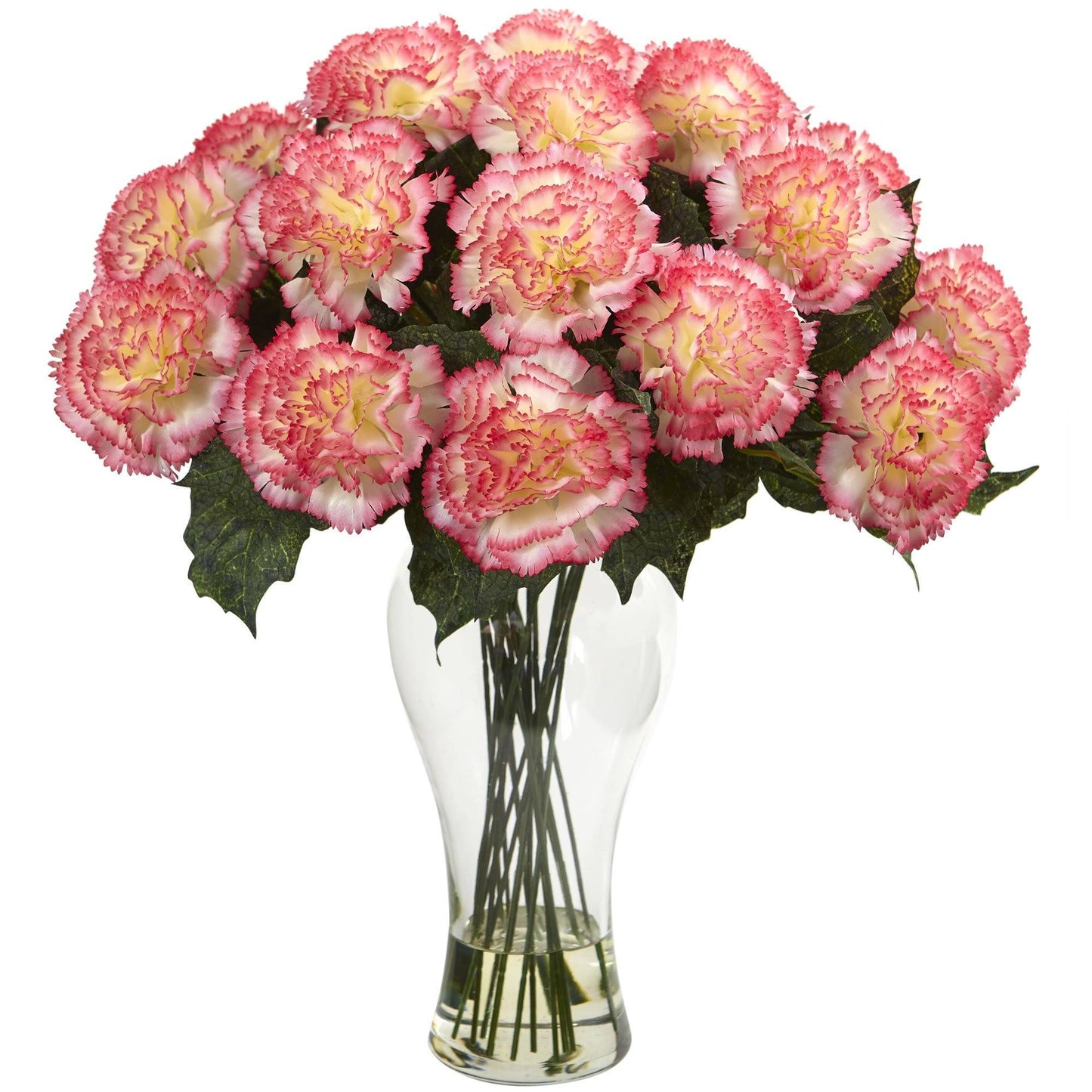 Blooming Carnation Arrangement w/Vase by Nearly Natural