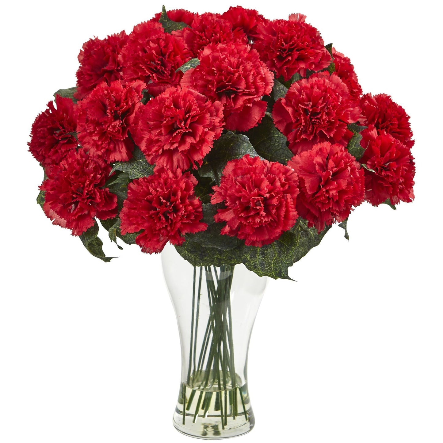 Blooming Carnation Arrangement w/Vase by Nearly Natural