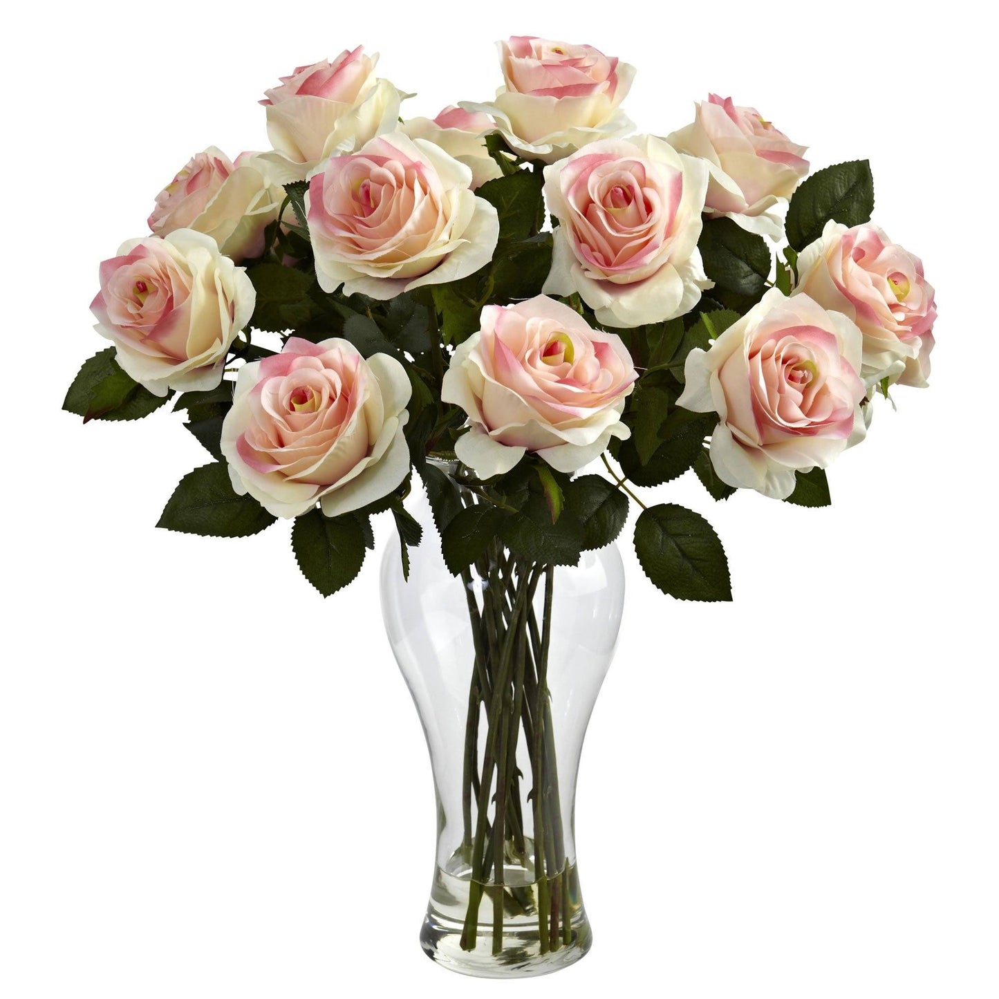 Blooming Roses w/Vase by Nearly Natural