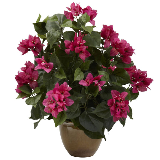 Bougainvillea w/Ceramic Vase by Nearly Natural
