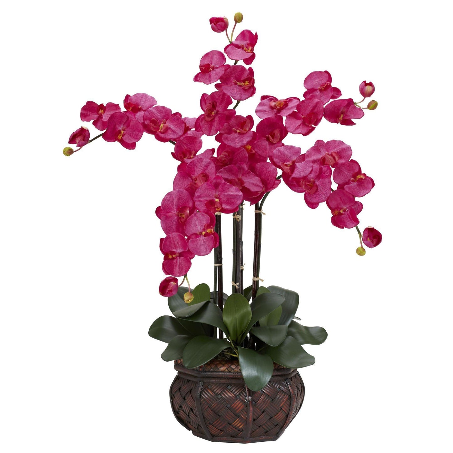 Phalaenopsis w/Decorative Vase Silk Flower Arrangement by Nearly Natural