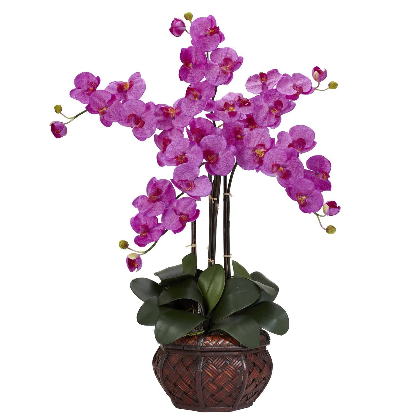 Phalaenopsis w/Decorative Vase Silk Flower Arrangement by Nearly Natural