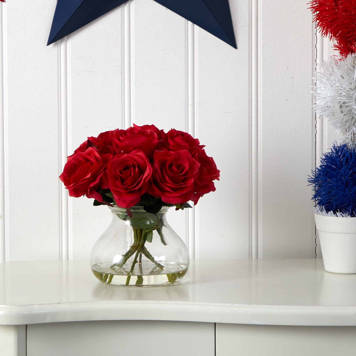 Rose Arrangement w/Vase by Nearly Natural