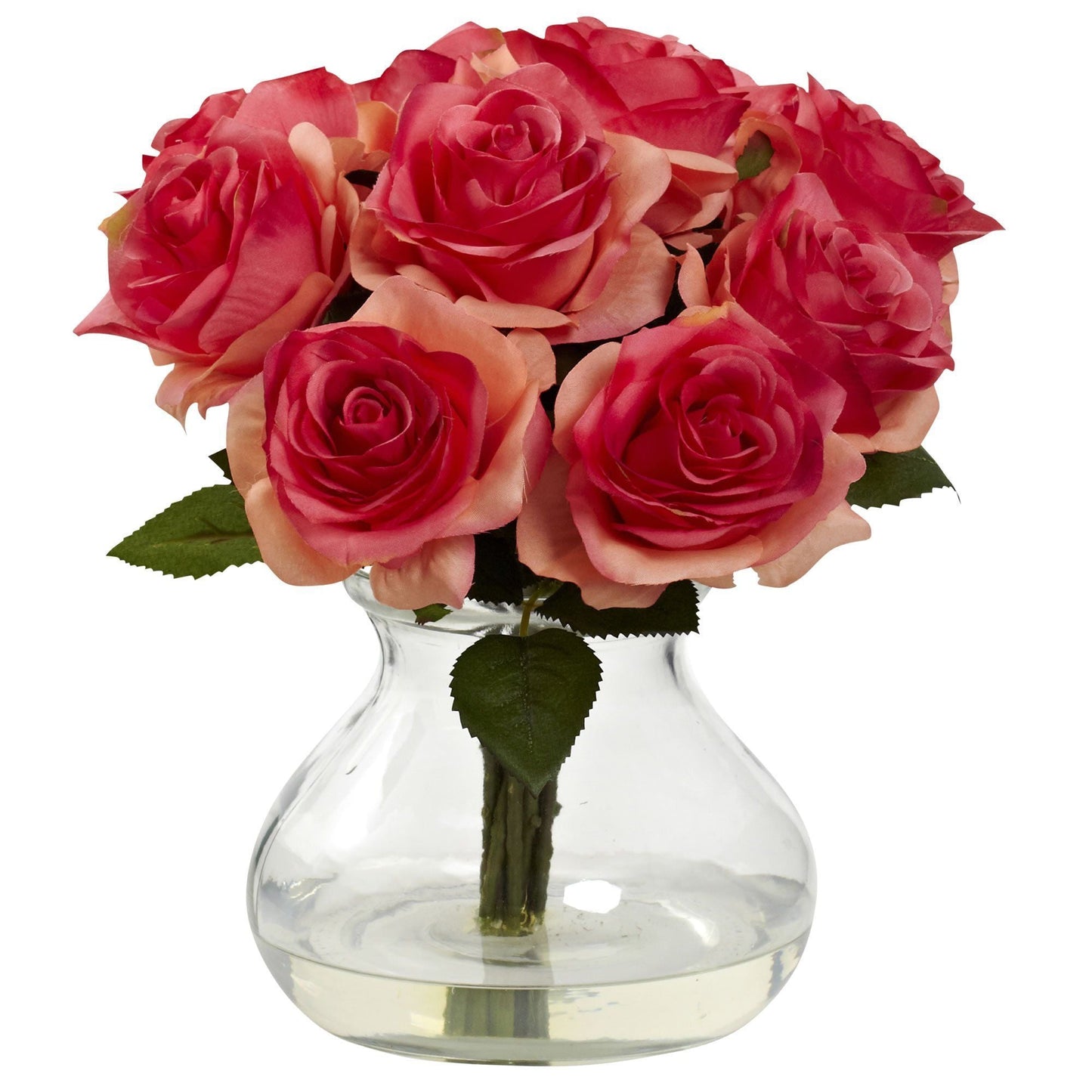 Rose Arrangement w/Vase by Nearly Natural