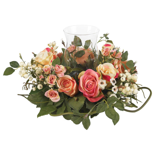 Rose Candelabrum Silk Flower Arrangement by Nearly Natural