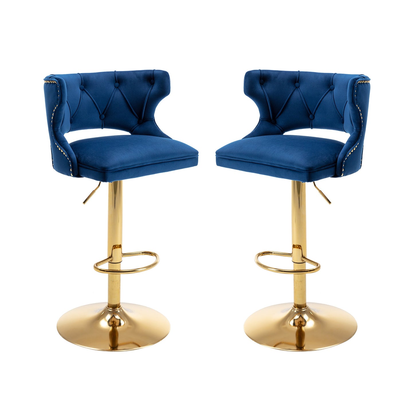 Set of 2 Modern Fashionable Velvet Bar Stools by Blak Hom