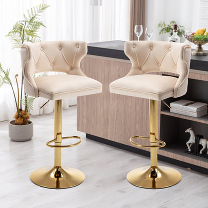 Set of 2 Modern Fashionable Velvet Bar Stools by Blak Hom