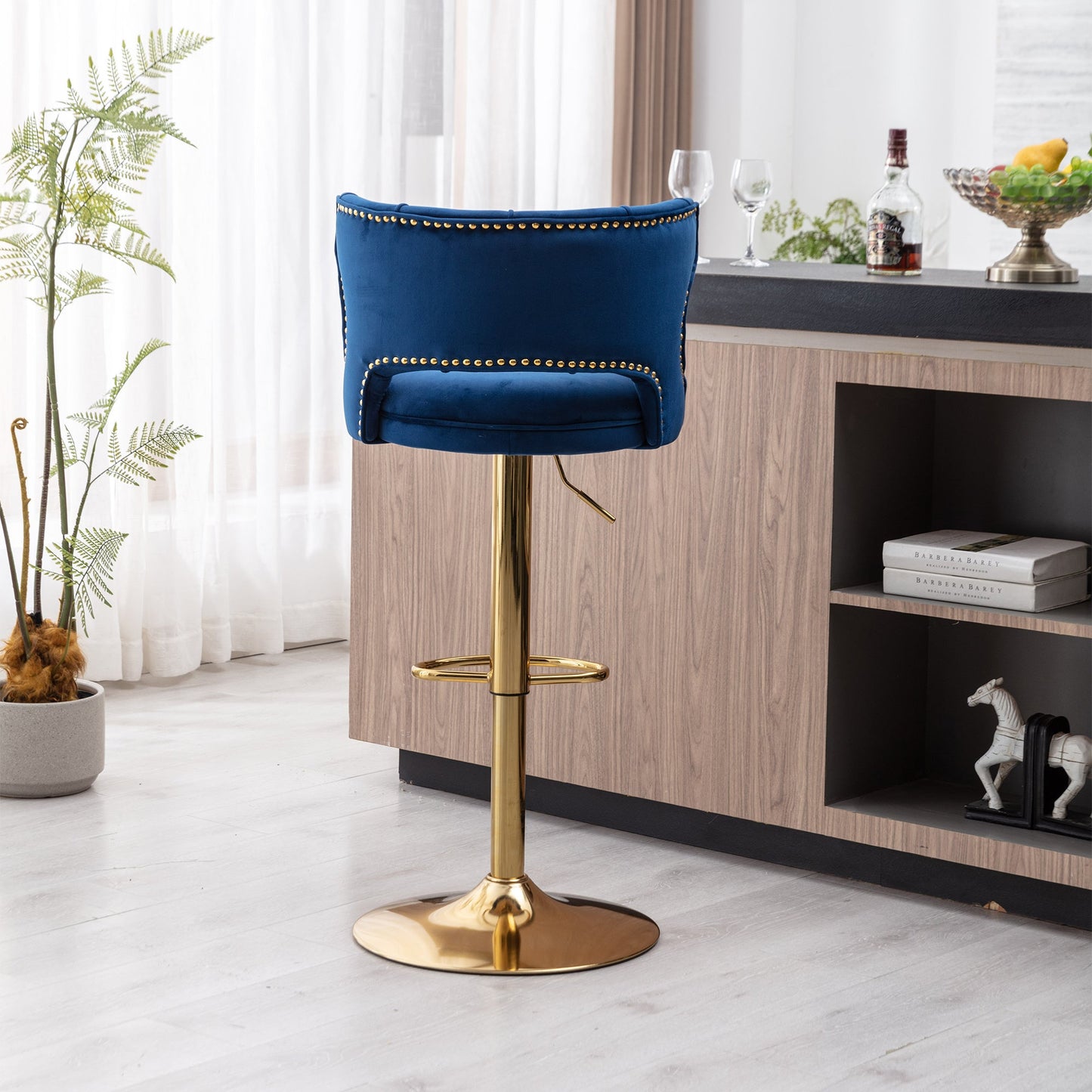 Set of 2 Modern Fashionable Velvet Bar Stools by Blak Hom