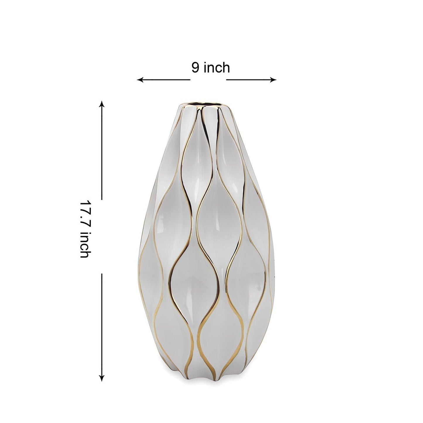 Elegant White Ceramic Vase with Gold Accents by Blak Hom