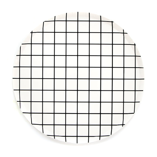 Black and White Grid Paper Plate by Kailo Chic