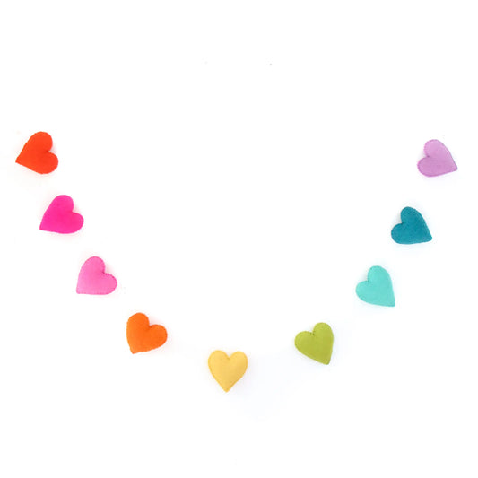 Stuffed Rainbow Heart Felt Garland by Kailo Chic