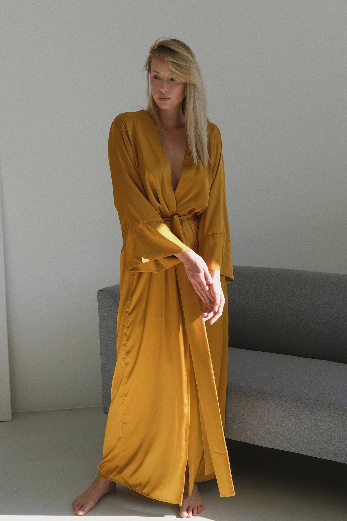 Kimono Silk Long Robe by Angie's Showroom