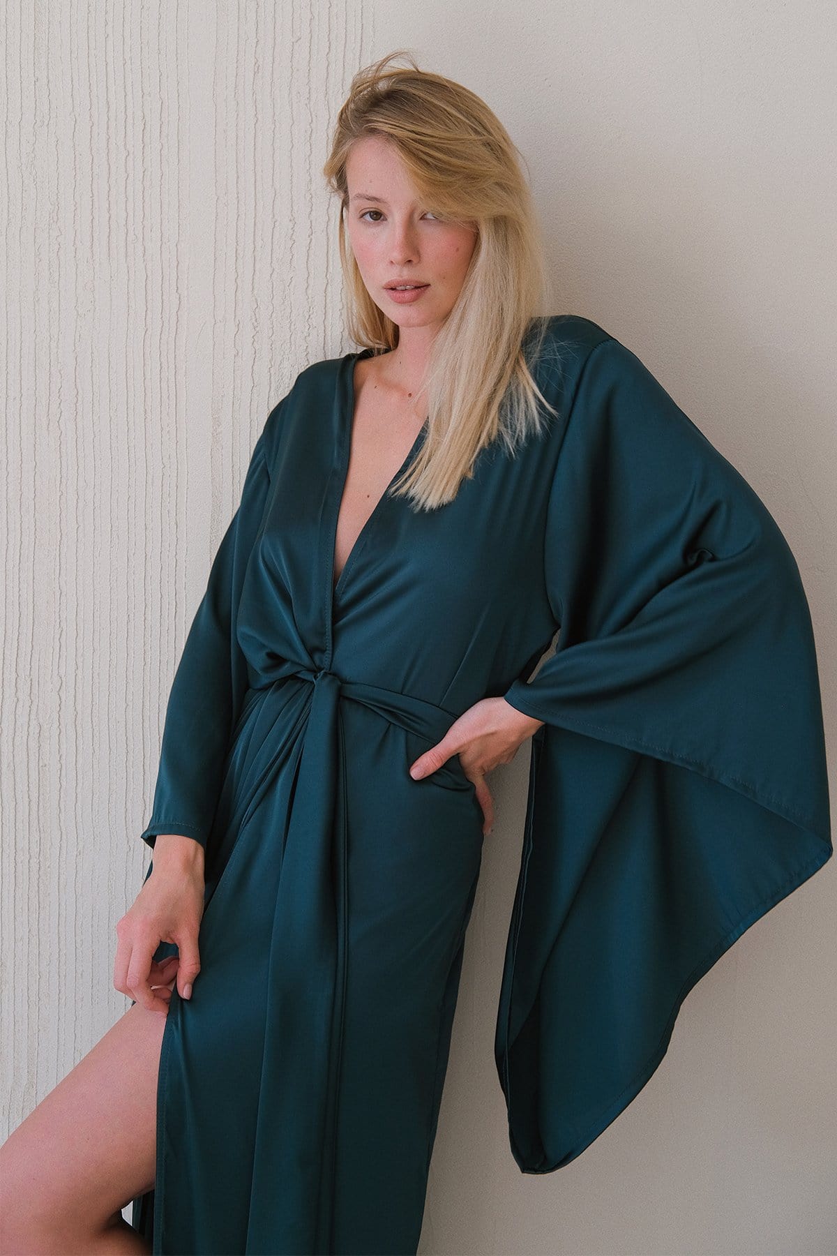 Kimono Sleeves Long Robe by Angie's Showroom