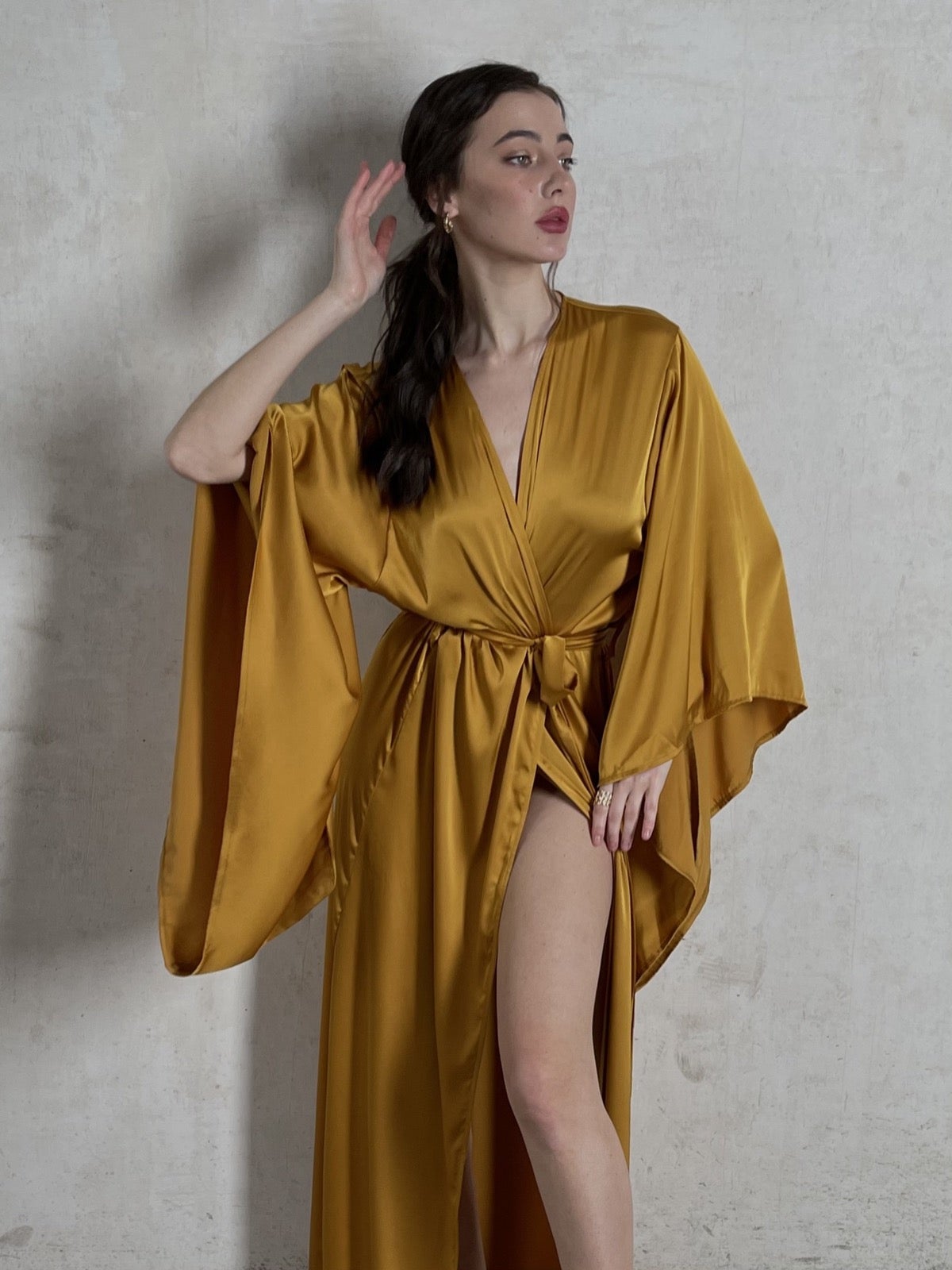 Kimono Sleeves Long Robe by Angie's Showroom