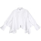 Sonoya Lapel Long Sleeve Irregular Hem Shirt by Marigold Shadows