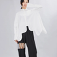 Sonoya Lapel Long Sleeve Irregular Hem Shirt by Marigold Shadows