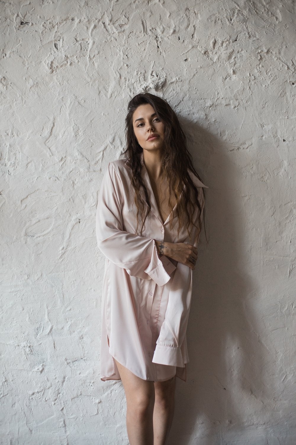 Oversized Ivory Shirt / Nightgown by Angie's Showroom