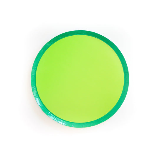 Green and Lime Plate Color Blocked Paper Party Ware by Kailo Chic