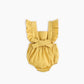 Baby Girl Square Collar Lace Design Denim Fabric Sleeveless Backless Onesies With Bow Decoration by MyKids-USA™