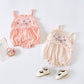 Baby Girl Floral Embroidered Pattern Lace Design Solid Color Sleeveless Onesies In Summer by MyKids-USA™