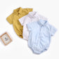 Baby Boy Solid Color Buttoned Shirt With Pockets Short Sleeve Onesies Online In Summer by MyKids-USA™