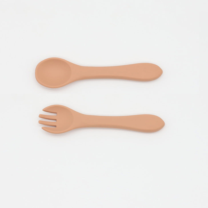 Baby Food Grade Complementary Food Training Silicone Spoon Fork Sets by MyKids-USA™