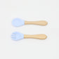 Baby Food Grade Wooden Handles Silicone Spoon Fork Cutlery by MyKids-USA™