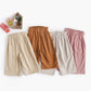 Baby Girl Solid Color Bow Tie Design Corduroy Nine Point Wide Leg Pants by MyKids-USA™