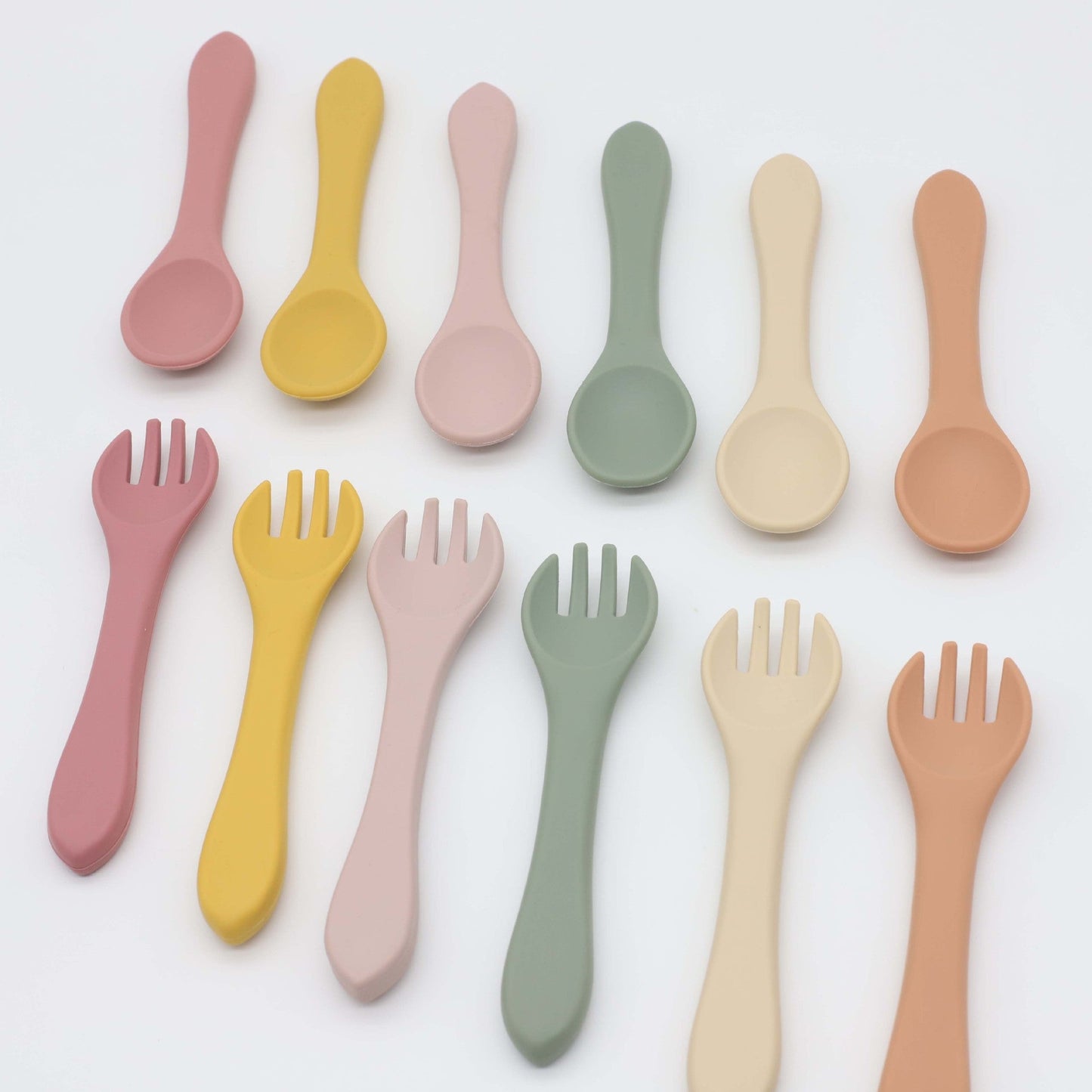 Baby Food Grade Complementary Food Training Silicone Spoon Fork Sets by MyKids-USA™