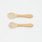 Baby Food Grade Wooden Handles Silicone Spoon Fork Cutlery by MyKids-USA™