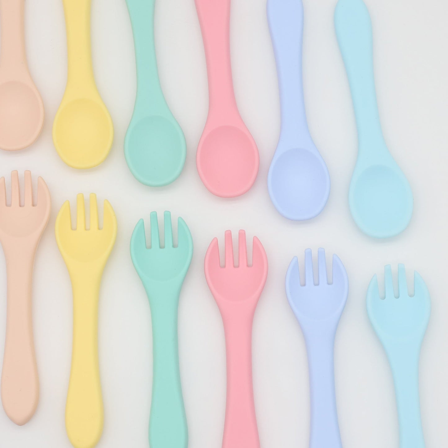 Baby Food Grade Complementary Food Training Silicone Spoon Fork Sets by MyKids-USA™