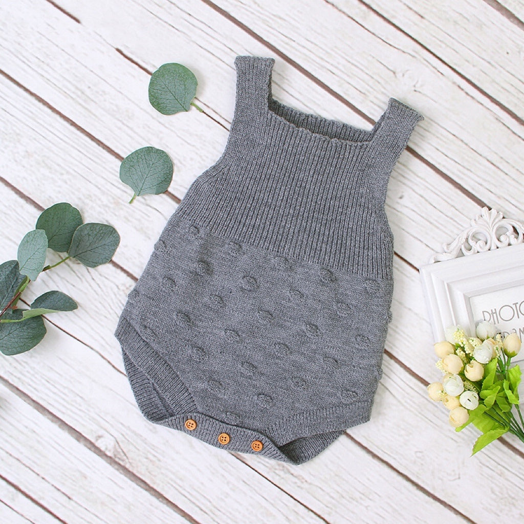 Baby Girl 1pcs Round Point Patched Design Sleeveless Knitted Onesies Bodysuit by MyKids-USA™