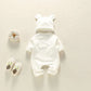 Baby Girl Bear Print Pattern Solid Color Long-Sleeved Rompers With Hat In Spring & Autumn by MyKids-USA™